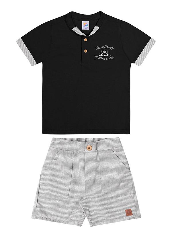 Alenice - Conjunto com Gola Diferenciada Menino Preto