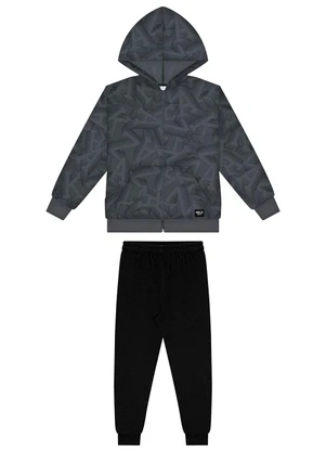 Alakazoo - Conjunto com Jaqueta Estampada e Calça Cinza - ALAKAZOO