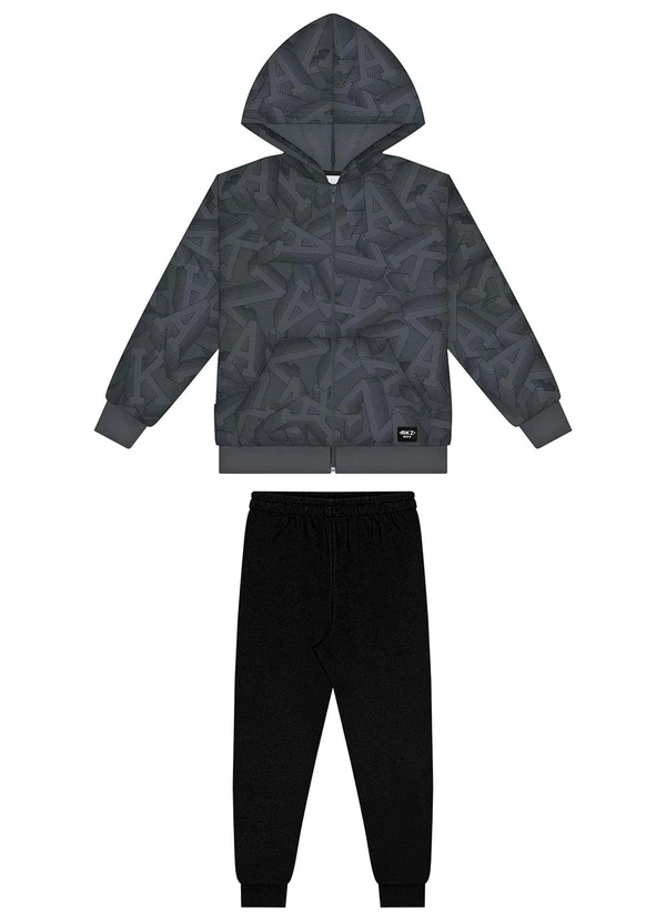 Alakazoo - Conjunto com Jaqueta Estampada e Calça Cinza 1