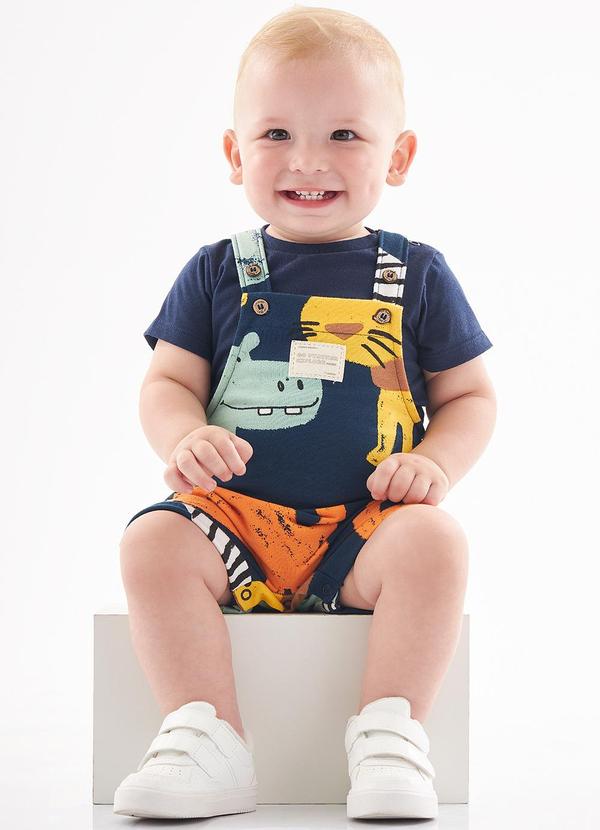 Up Baby - Conjunto com Jardineira e Body Bebê Azul