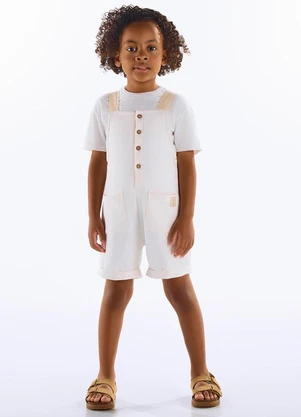 Up Baby - Conjunto com Jardineira e Camiseta Branco - UP BABY