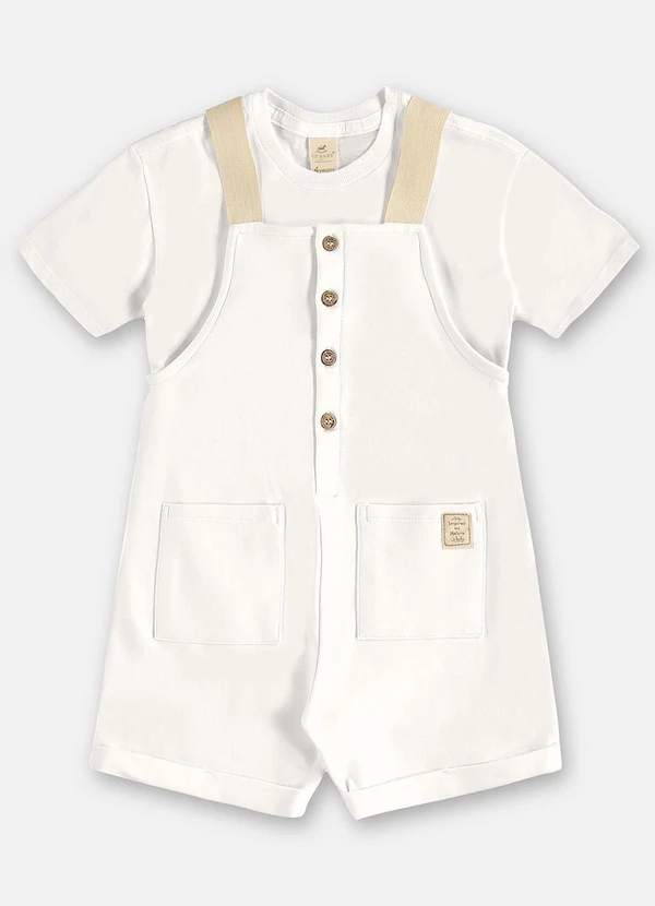 Up Baby - Conjunto com Jardineira e Camiseta Branco 2
