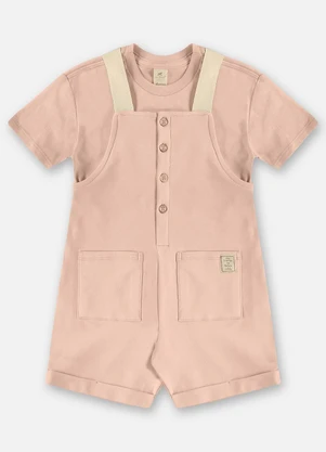 Up Baby - Conjunto com Jardineira e Camiseta Rosa - UP BABY