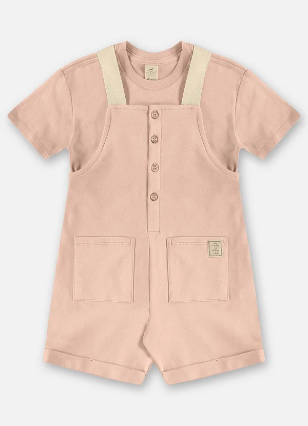 Up Baby - Conjunto com Jardineira e Camiseta Rosa 2
