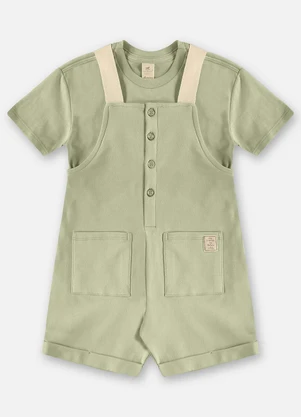 Up Baby - Conjunto com Jardineira e Camiseta Verde - UP BABY
