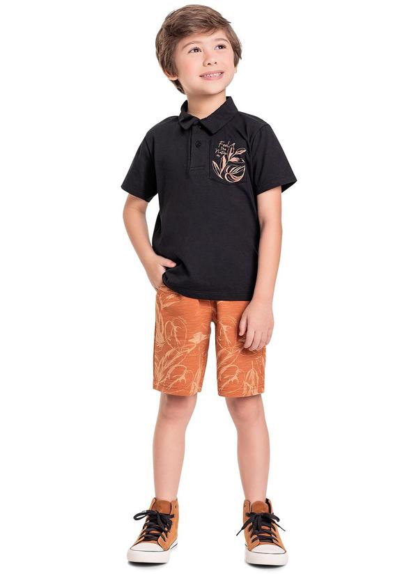 Quimby - Conjunto com Polo e Bermuda Menino Preto