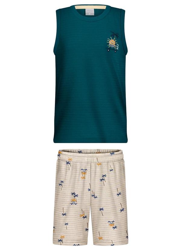 Alakazoo - Conjunto com Regata Bordada e Bermuda Bege 2