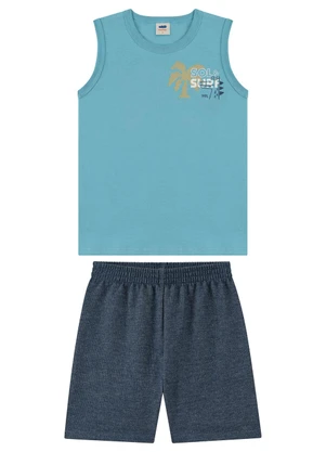 Marlan - Conjunto com Regata de Algodão e Bermuda Azul - MARLAN