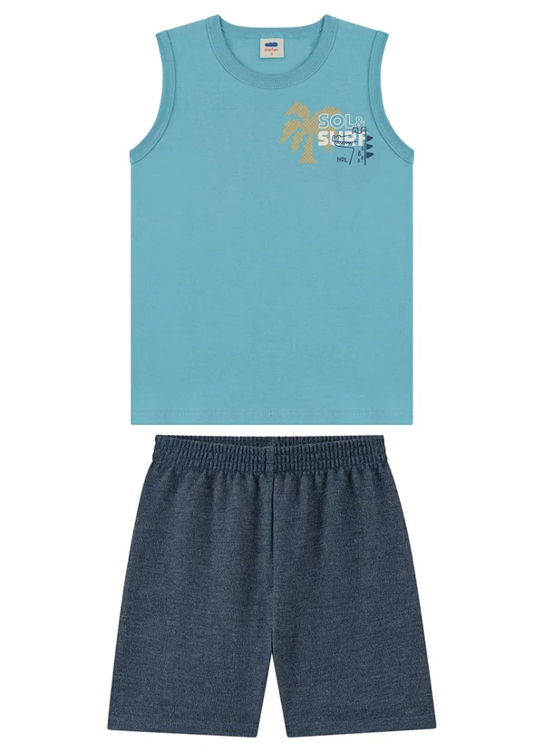 Marlan - Conjunto com Regata de Algodão e Bermuda Azul