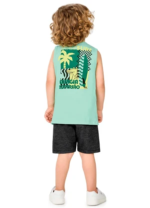Marlan - Conjunto com Regata de Algodão e Bermuda Verde - MARLAN
