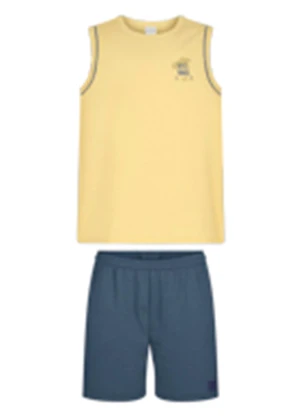 Alakazoo - Conjunto com Regata e Bermuda de Moletom Amarelo - ALAKAZOO