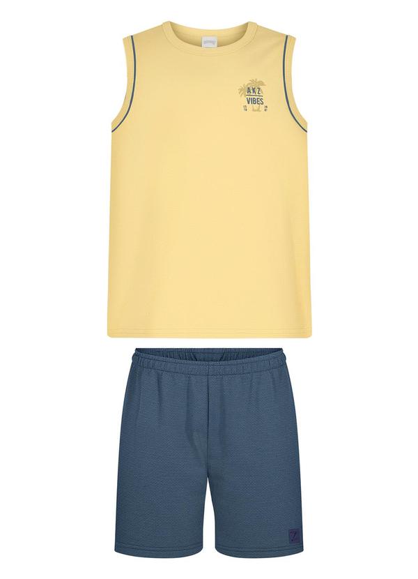 Alakazoo - Conjunto com Regata e Bermuda de Moletom Amarelo