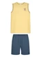 Alakazoo - Conjunto com Regata e Bermuda de Moletom Preto - variação: Amarelo