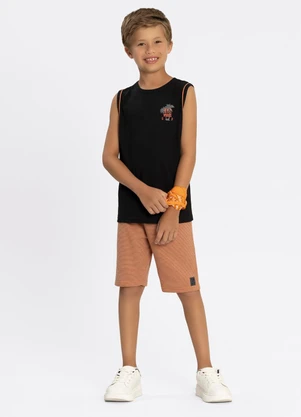 Alakazoo - Conjunto com Regata e Bermuda de Moletom Preto - ALAKAZOO