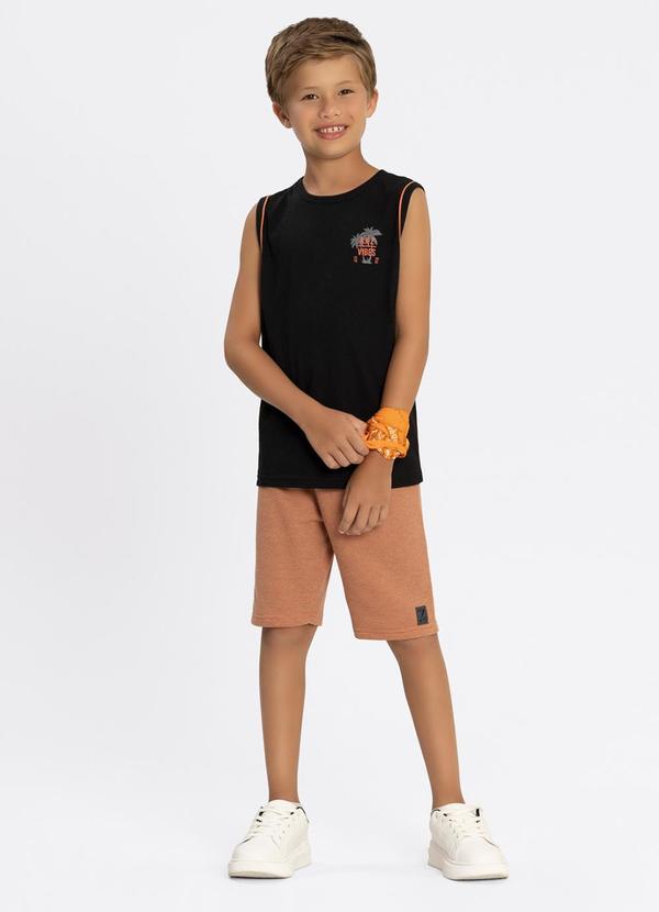 Alakazoo - Conjunto com Regata e Bermuda de Moletom Preto