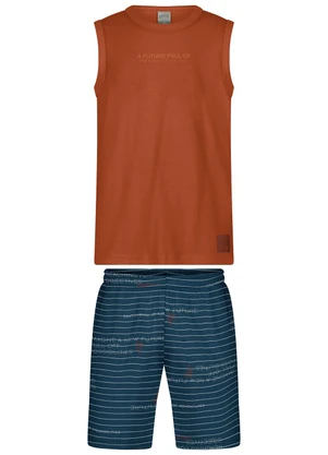 Alakazoo - Conjunto com Regata e Bermuda Estampada Azul - ALAKAZOO