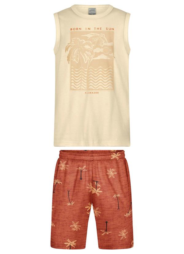Alakazoo - Conjunto com Regata e Bermuda Estampada Laranja 2