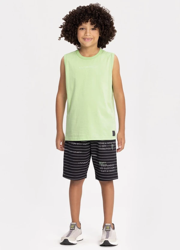 Alakazoo - Conjunto com Regata e Bermuda Estampada Preto