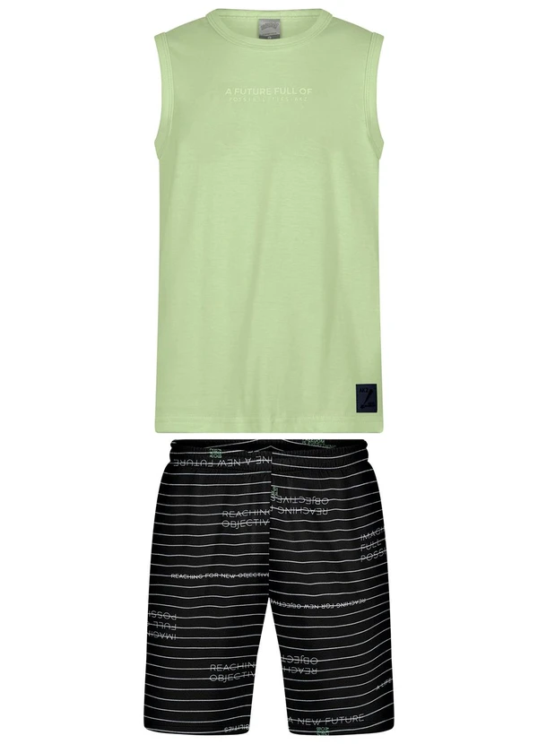 Alakazoo - Conjunto com Regata e Bermuda Estampada Preto 2