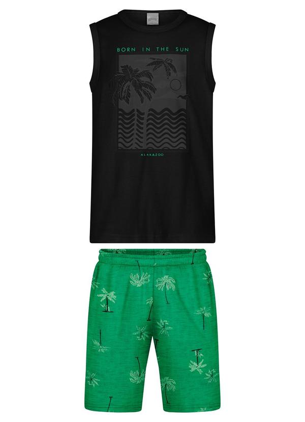 Alakazoo - Conjunto com Regata e Bermuda Estampada Verde 1