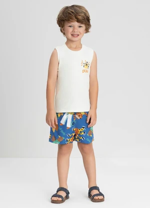 Conjunto com Regata e Bermuda Up Baby Branco - UP BABY