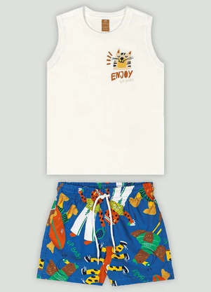 Conjunto com Regata e Bermuda Up Baby Branco - UP BABY