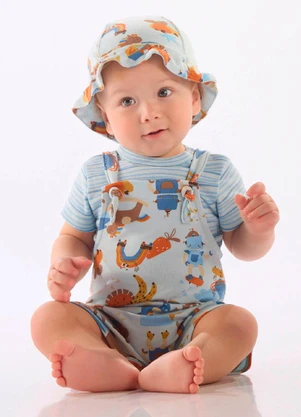 Up Baby - Conjunto Comfy Body Jardineira Azul - UP BABY