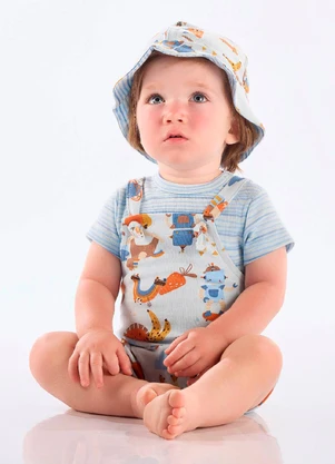 Up Baby - Conjunto Comfy Body Jardineira Azul - UP BABY