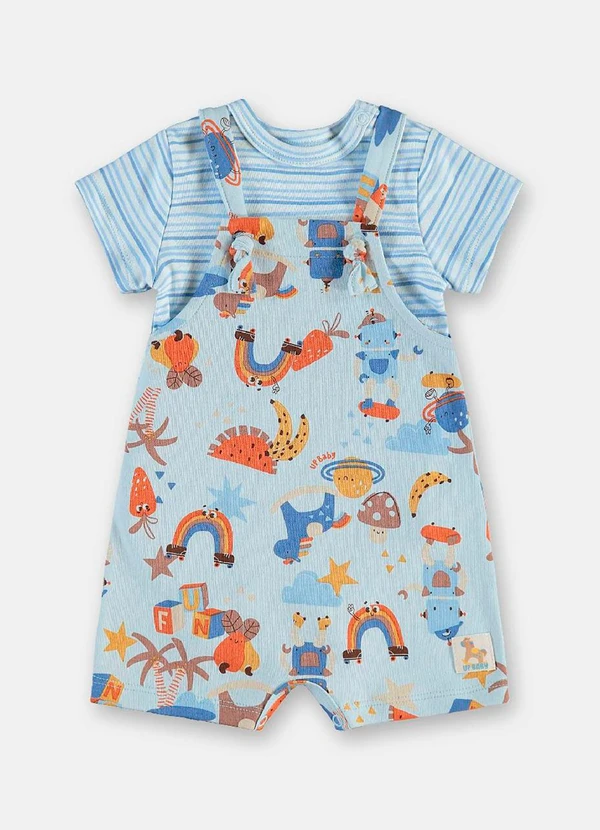 Up Baby - Conjunto Comfy Body Jardineira Azul 3