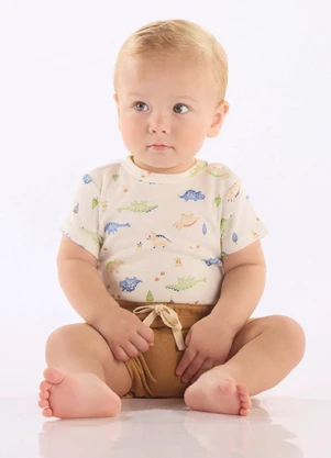 Up Baby - Conjunto Comfy Suedine Dinos Branco - UP BABY