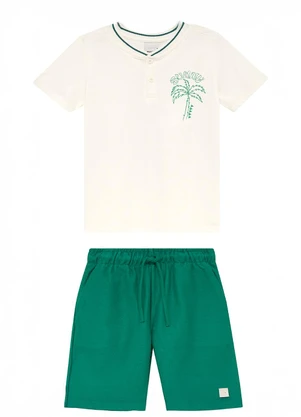 Malwee Kids - Conjunto Coqueiro com Bermuda Sarjada Off White  - MALWEE KIDS