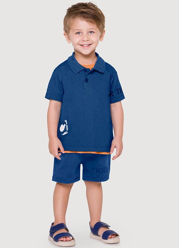 Tigor T Tigre - Conjunto Curto Bebê Masculino Azul