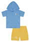 Tigor T Tigre - Conjunto Curto com Capuz Bebê Masculino Branco - variação: Azul