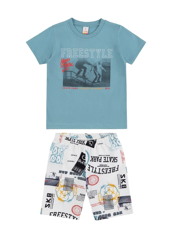 Marisol - Conjunto Curto Estampado Menino Marisol Azul