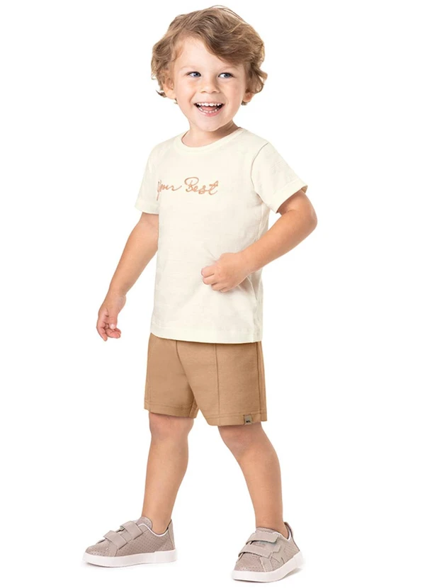 Marisol - Conjunto Curto Infantil Bege