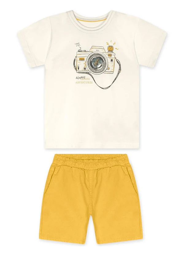 Marisol - Conjunto Curto Infantil Masculino Bege