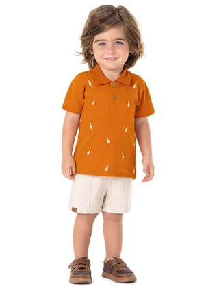 Marisol - Conjunto Curto Infantil Masculino Laranja - MARISOL