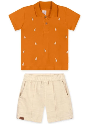 Marisol - Conjunto Curto Infantil Masculino Laranja - MARISOL