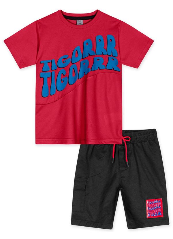 Tigor T Tigre - Conjunto Curto Infantil Menino Vermelho
