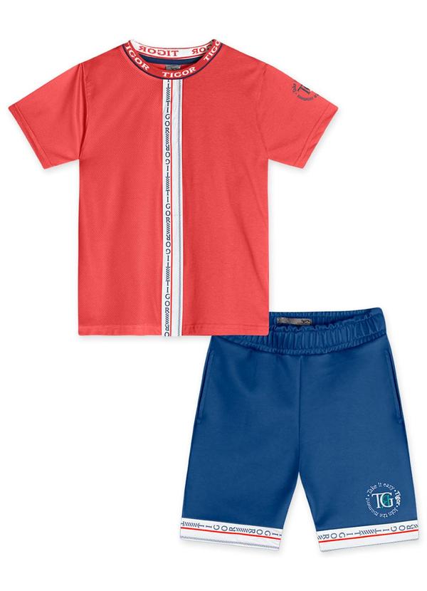 Tigor T Tigre - Conjunto Curto Infantil Menino Vermelho