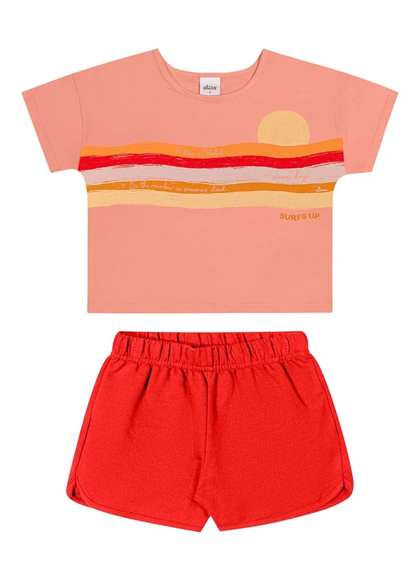Elian - Conjunto Curto Infantil Menina Solar Laranja 2