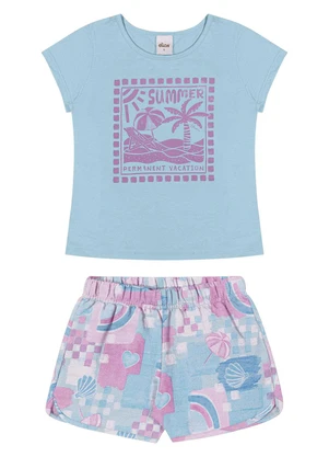 Elian - Conjunto Curto Infantil Menina Verão Azul - ELIAN