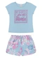 Elian - Conjunto Curto Infantil Menina Verão Rosa - variação: Azul