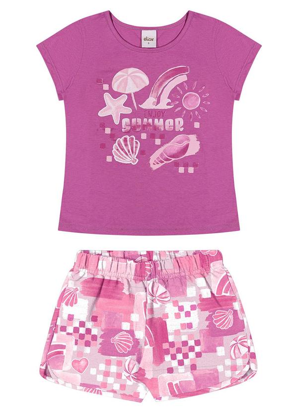 Elian - Conjunto Curto Infantil Menina Verão Rosa