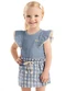 Colorittá - Conjunto Curto Infantil Menina Xadrez Azul - variação: Azul
