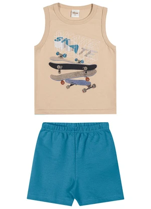 Elian - Conjunto Curto Infantil Menino Estampa Bege - ELIAN