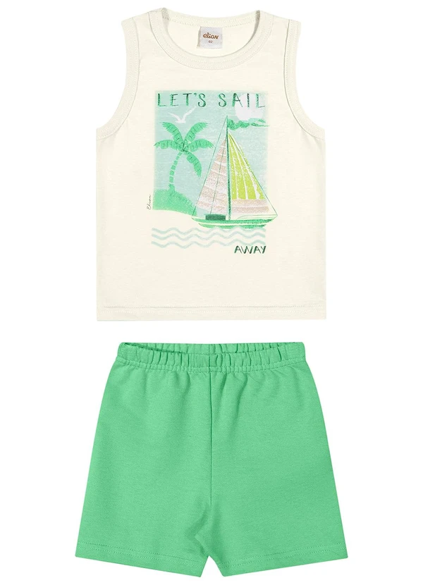 Elian - Conjunto Curto Infantil Menino Estampa Branco 2