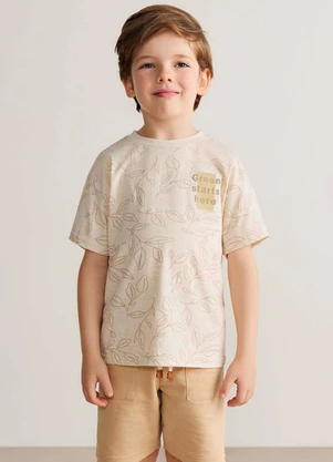 Colorittá - Conjunto Curto Infantil Menino Folhas Bege - COLORITTÁ