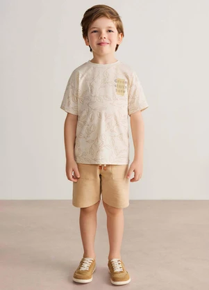 Colorittá - Conjunto Curto Infantil Menino Folhas Bege - COLORITTÁ