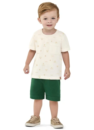Elian - Conjunto Curto Infantil Menino Sol Bege - ELIAN